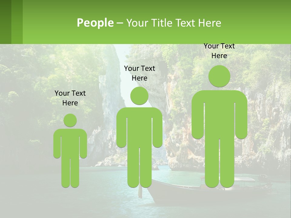 A Boat Floating In A Body Of Water Near Mountains PowerPoint Template