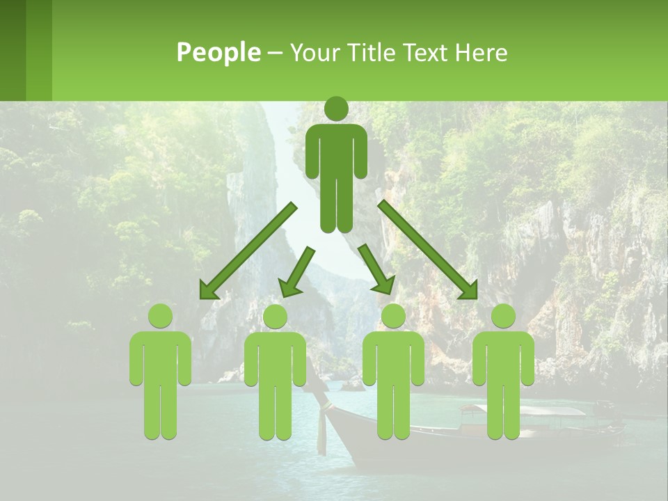 A Boat Floating In A Body Of Water Near Mountains PowerPoint Template