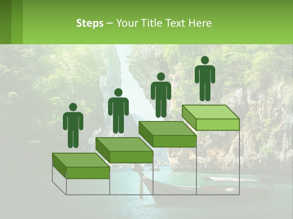 A Boat Floating In A Body Of Water Near Mountains PowerPoint Template