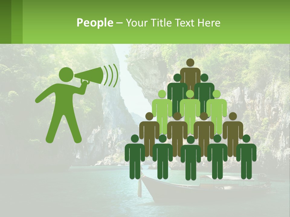 A Boat Floating In A Body Of Water Near Mountains PowerPoint Template