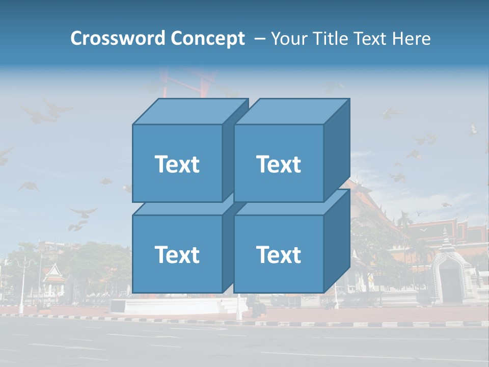 A Large Group Of Birds Flying Over A Building PowerPoint Template