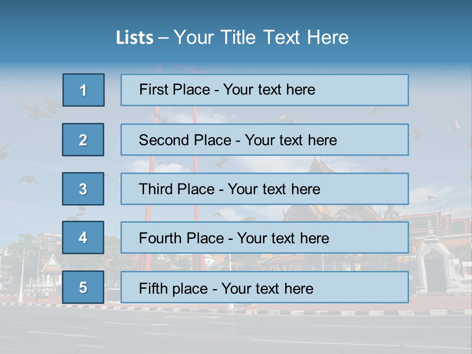 A Large Group Of Birds Flying Over A Building PowerPoint Template