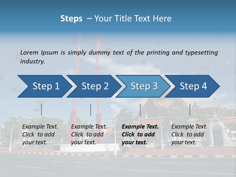 A Large Group Of Birds Flying Over A Building PowerPoint Template