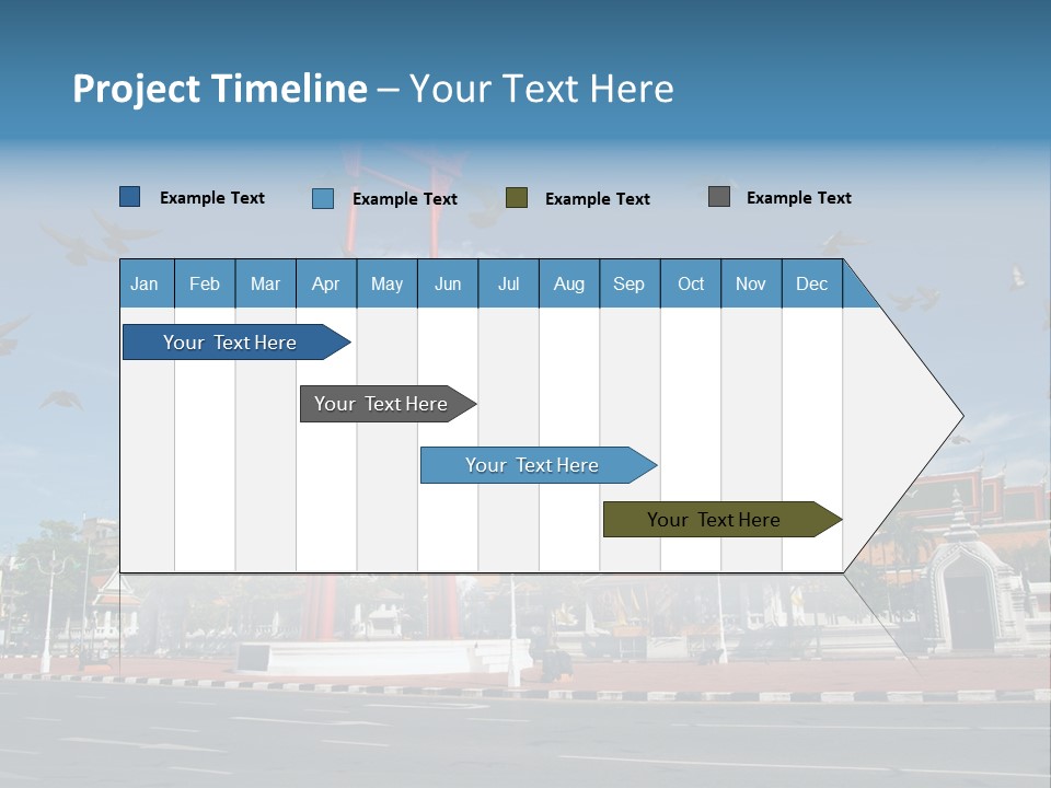 A Large Group Of Birds Flying Over A Building PowerPoint Template