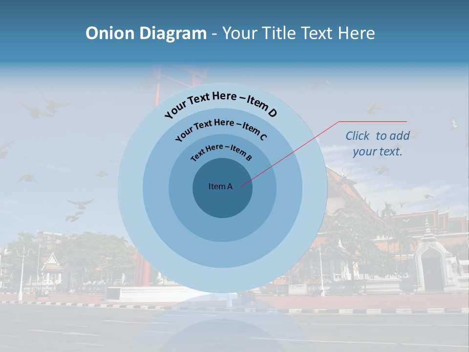 A Large Group Of Birds Flying Over A Building PowerPoint Template
