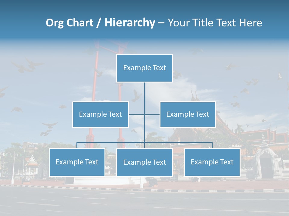 A Large Group Of Birds Flying Over A Building PowerPoint Template