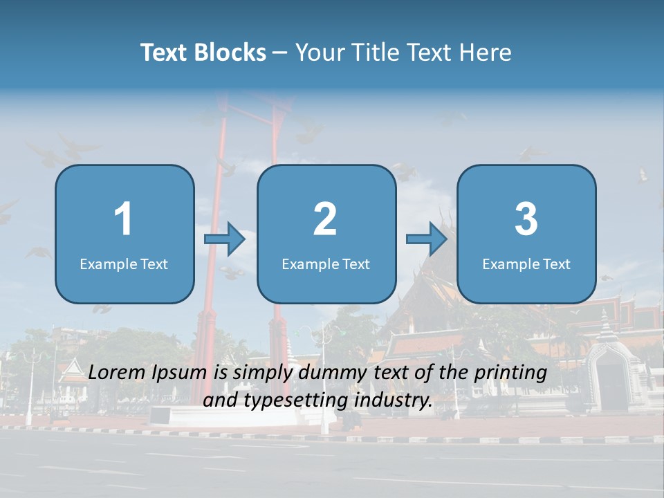 A Large Group Of Birds Flying Over A Building PowerPoint Template