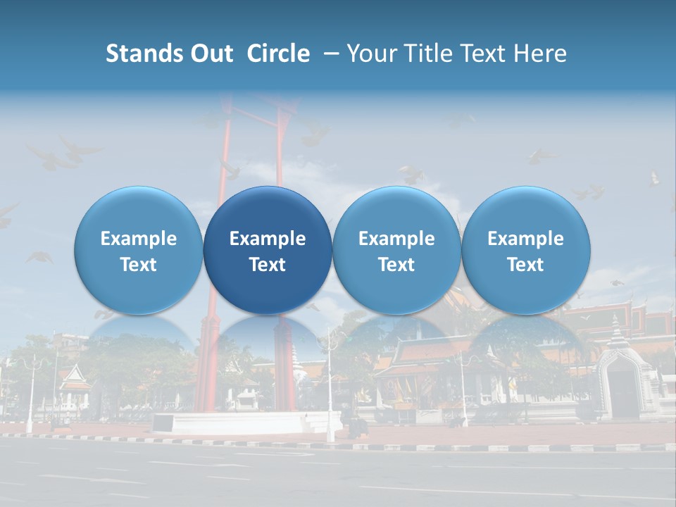 A Large Group Of Birds Flying Over A Building PowerPoint Template