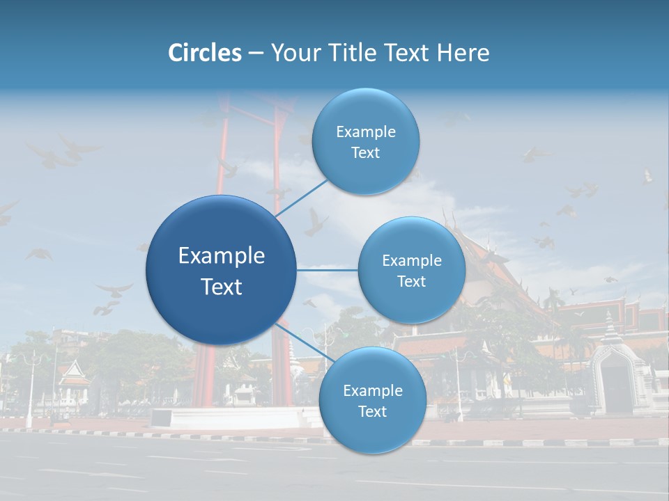 A Large Group Of Birds Flying Over A Building PowerPoint Template