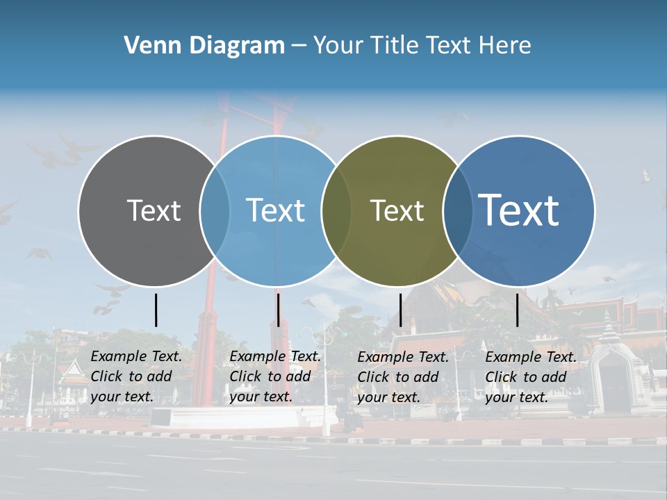 A Large Group Of Birds Flying Over A Building PowerPoint Template