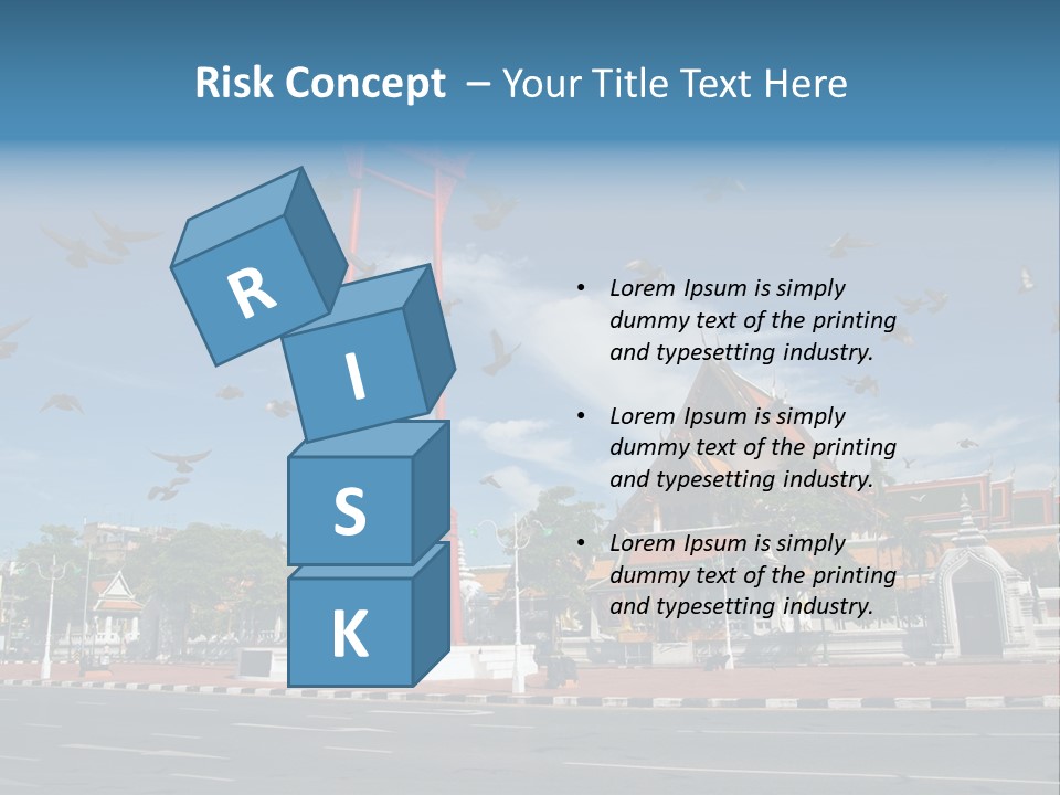 A Large Group Of Birds Flying Over A Building PowerPoint Template