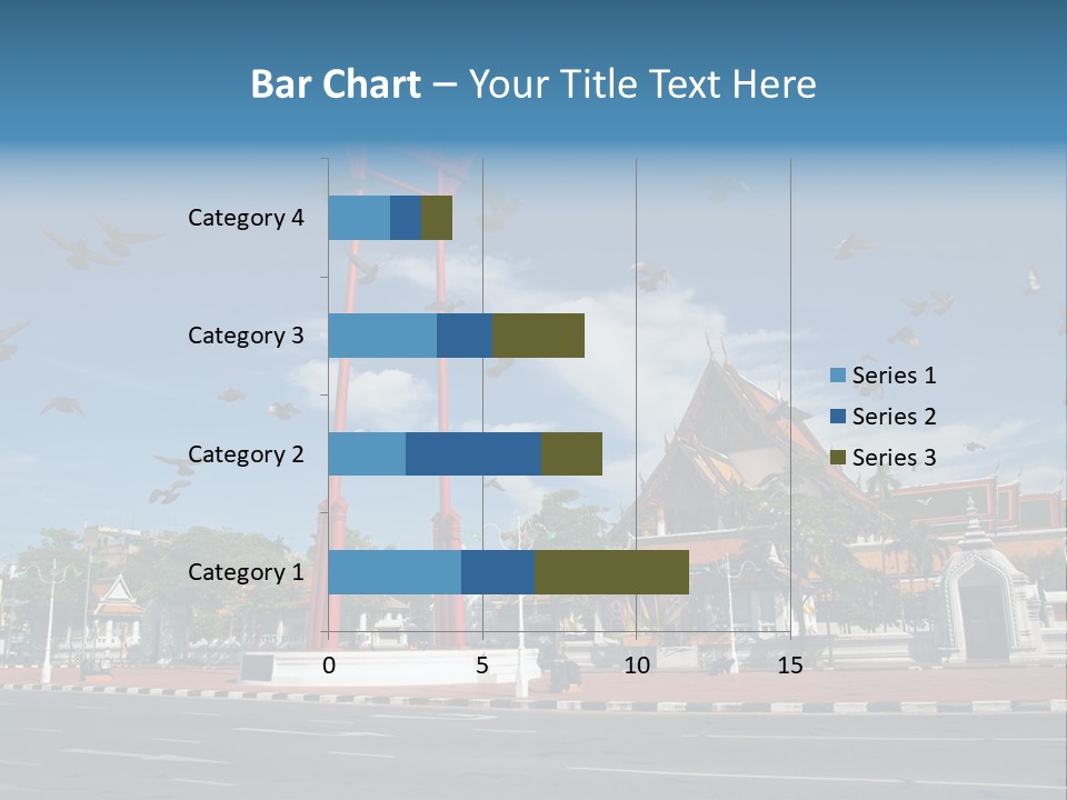 A Large Group Of Birds Flying Over A Building PowerPoint Template