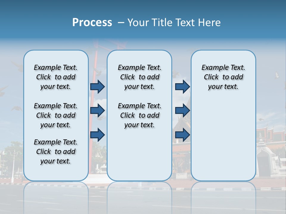 A Large Group Of Birds Flying Over A Building PowerPoint Template