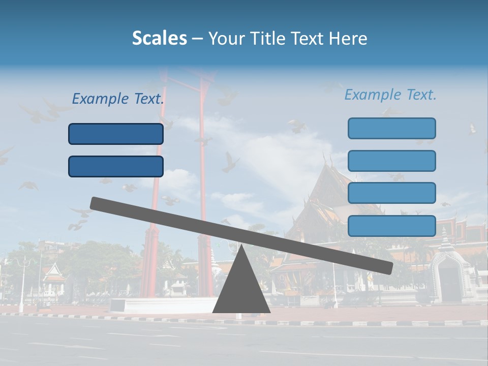 A Large Group Of Birds Flying Over A Building PowerPoint Template