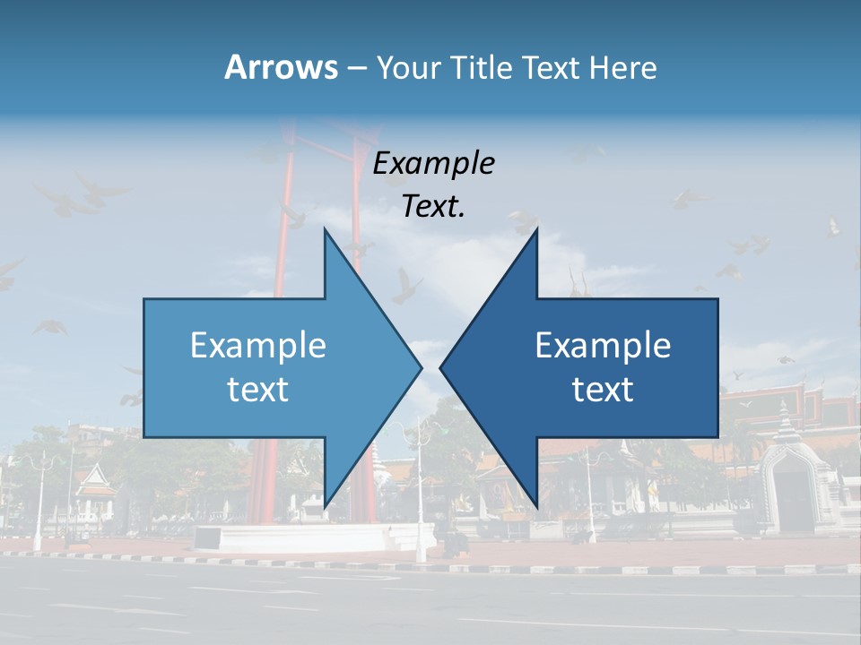 A Large Group Of Birds Flying Over A Building PowerPoint Template