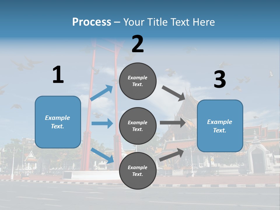 A Large Group Of Birds Flying Over A Building PowerPoint Template