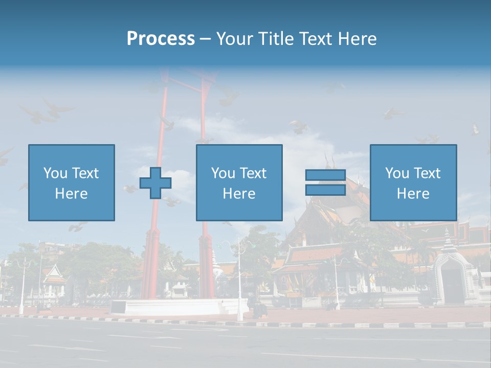 A Large Group Of Birds Flying Over A Building PowerPoint Template
