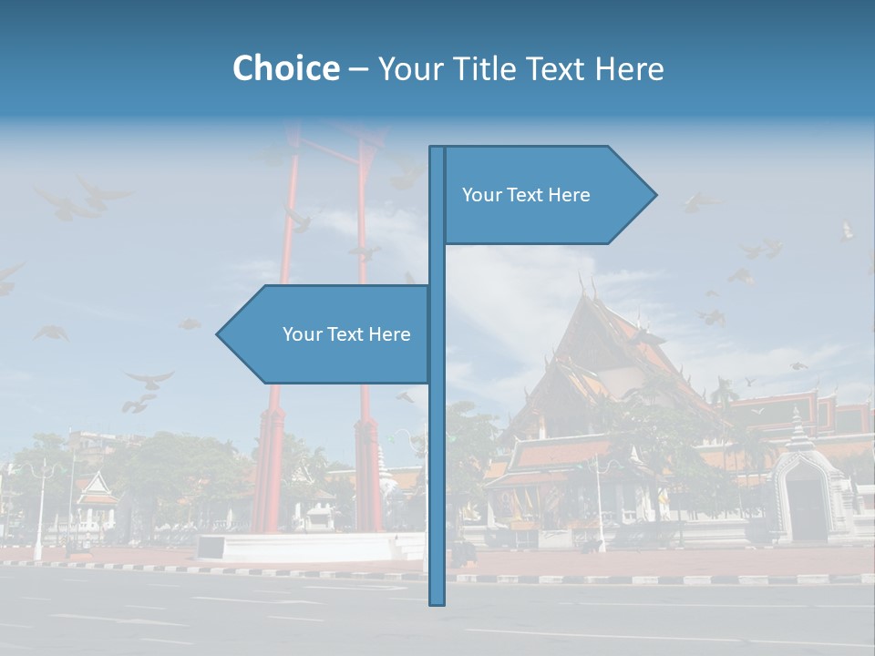 A Large Group Of Birds Flying Over A Building PowerPoint Template