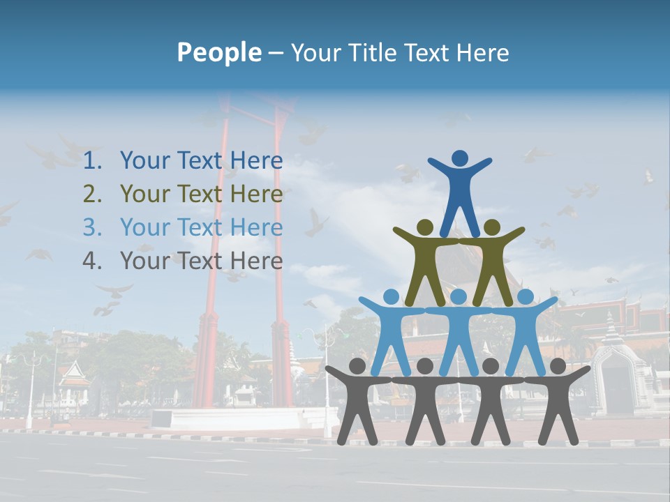 A Large Group Of Birds Flying Over A Building PowerPoint Template