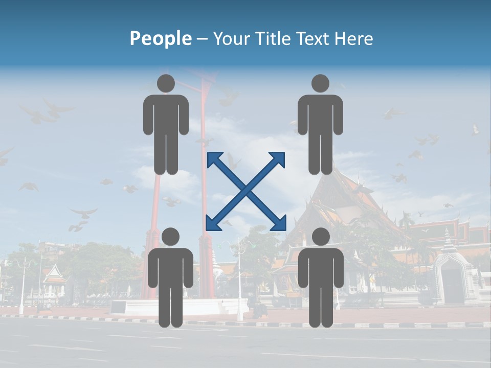 A Large Group Of Birds Flying Over A Building PowerPoint Template