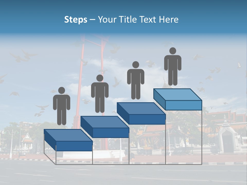 A Large Group Of Birds Flying Over A Building PowerPoint Template