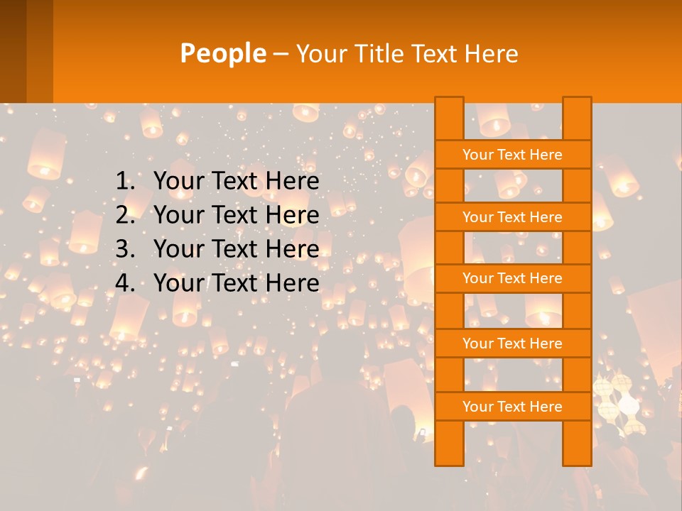 A Group Of People Standing In Front Of A Sky Full Of Lanterns PowerPoint Template