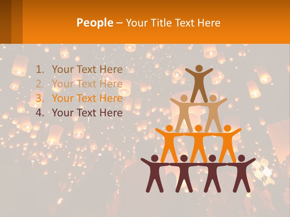 A Group Of People Standing In Front Of A Sky Full Of Lanterns PowerPoint Template