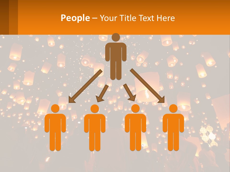 A Group Of People Standing In Front Of A Sky Full Of Lanterns PowerPoint Template