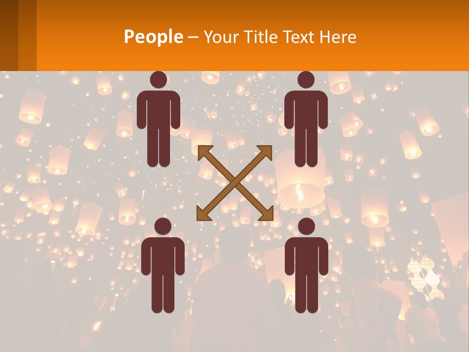 A Group Of People Standing In Front Of A Sky Full Of Lanterns PowerPoint Template