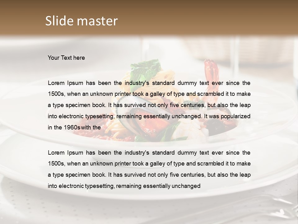 A Plate Of Food And A Bottle Of Wine On A Table PowerPoint Template