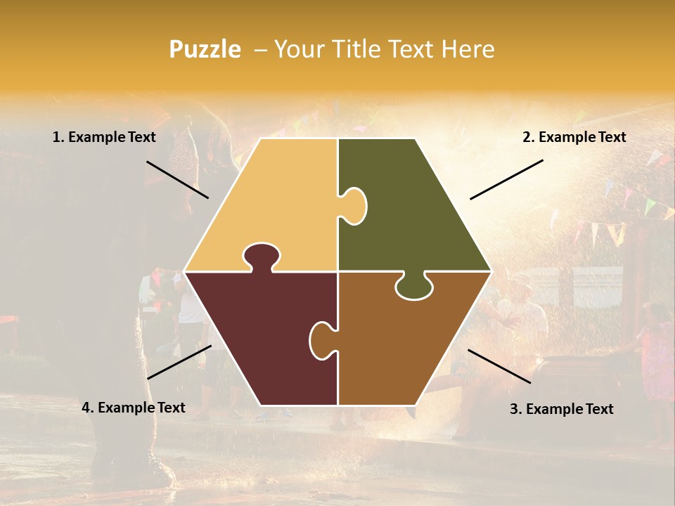 A Man And A Child Riding On The Back Of An Elephant PowerPoint Template