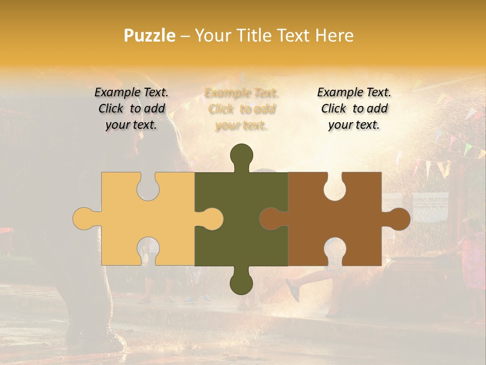 A Man And A Child Riding On The Back Of An Elephant PowerPoint Template