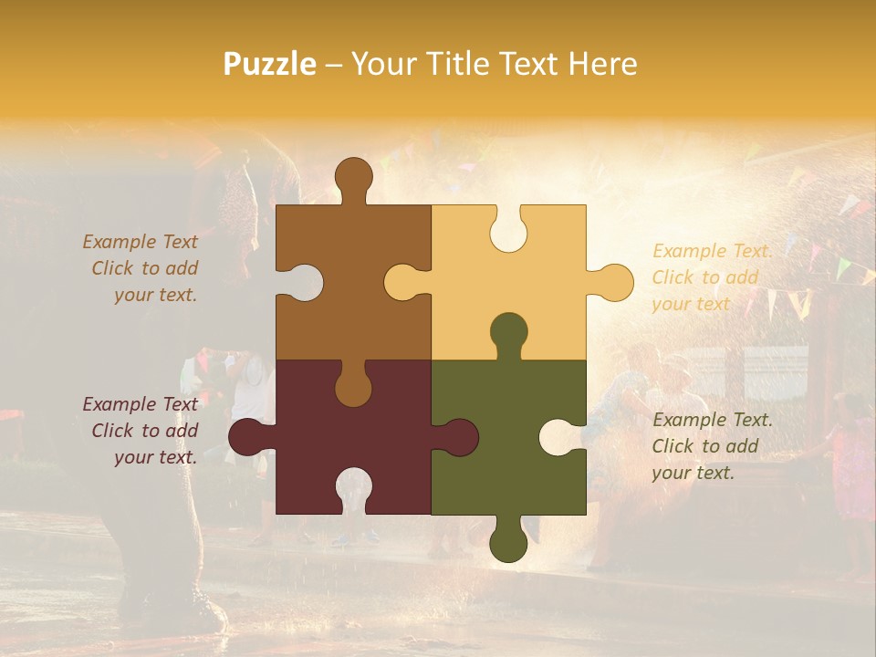 A Man And A Child Riding On The Back Of An Elephant PowerPoint Template