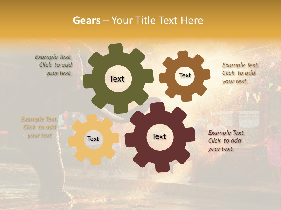 A Man And A Child Riding On The Back Of An Elephant PowerPoint Template