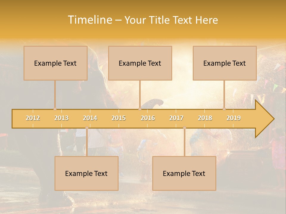 A Man And A Child Riding On The Back Of An Elephant PowerPoint Template