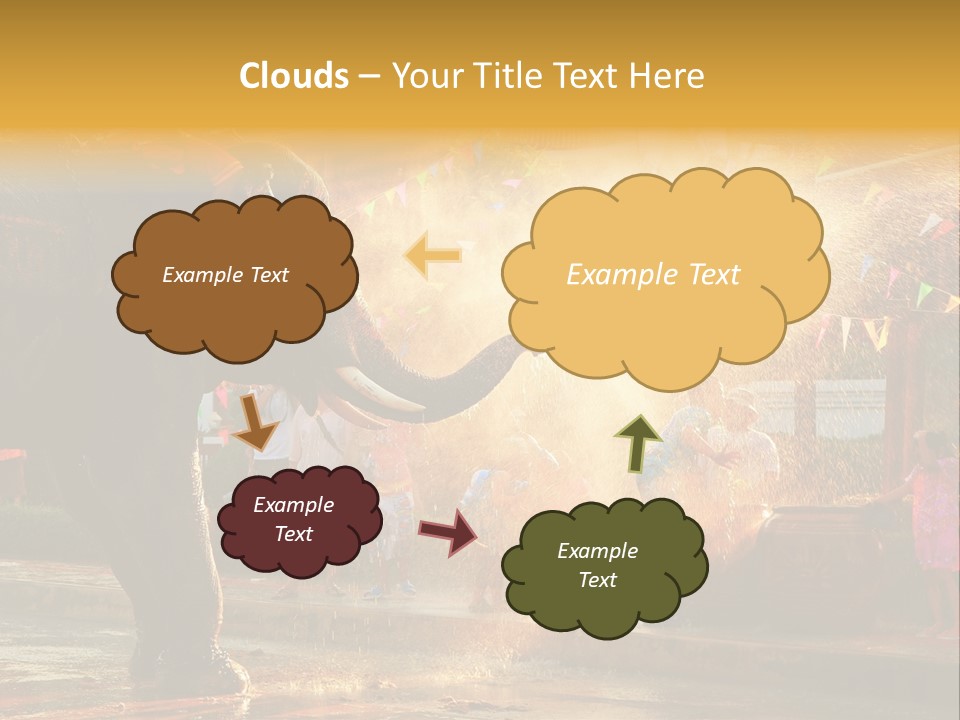 A Man And A Child Riding On The Back Of An Elephant PowerPoint Template