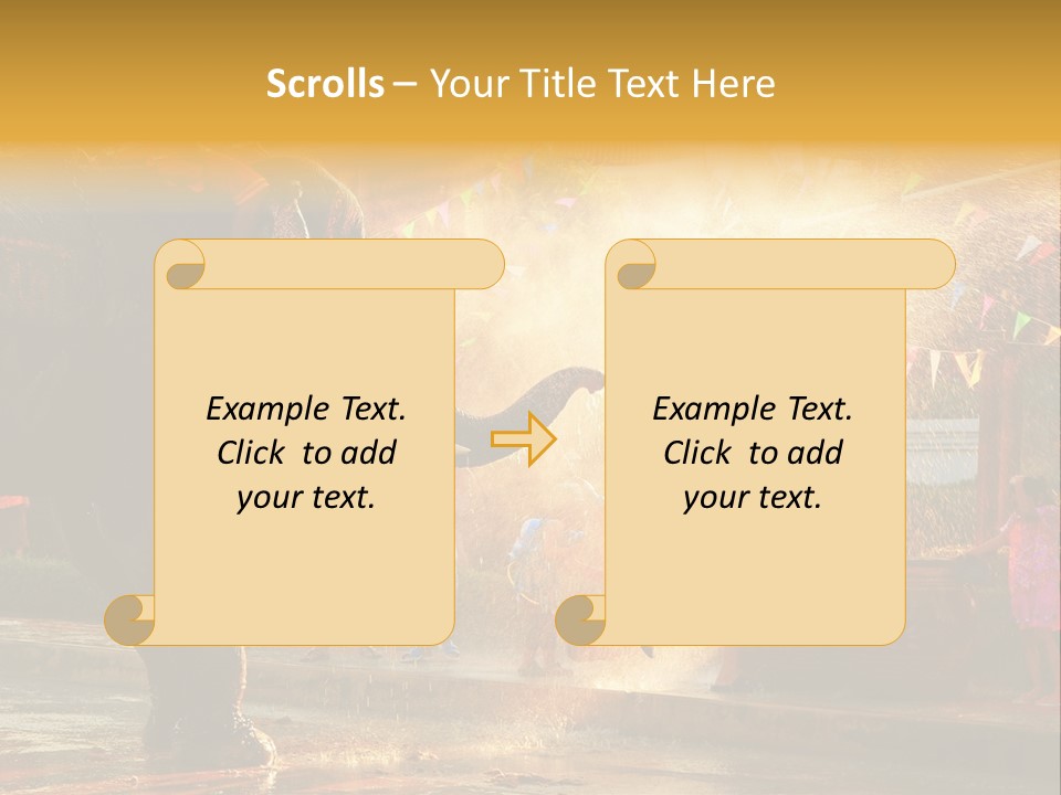 A Man And A Child Riding On The Back Of An Elephant PowerPoint Template