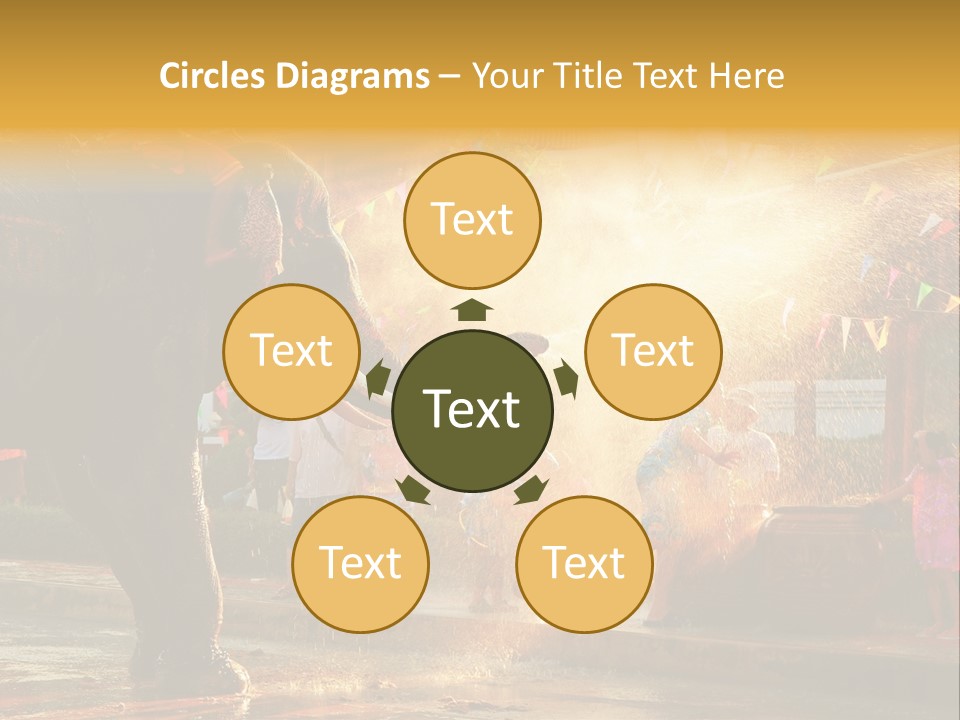 A Man And A Child Riding On The Back Of An Elephant PowerPoint Template