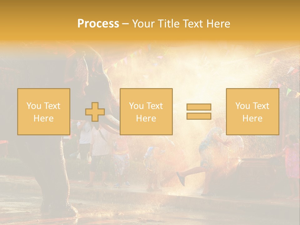 A Man And A Child Riding On The Back Of An Elephant PowerPoint Template