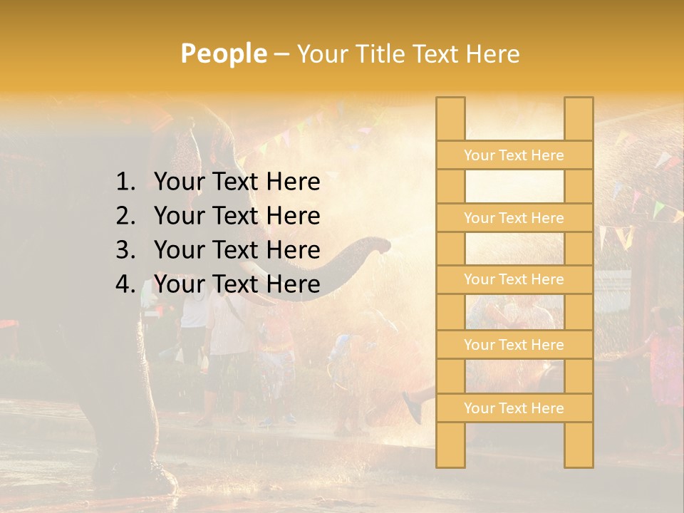 A Man And A Child Riding On The Back Of An Elephant PowerPoint Template