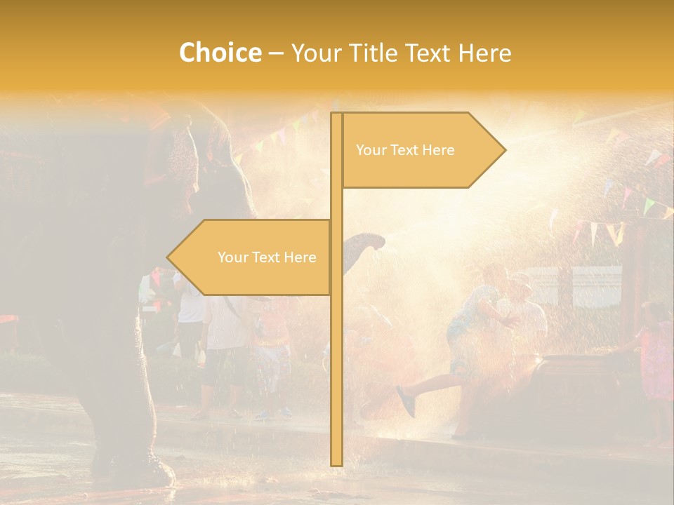 A Man And A Child Riding On The Back Of An Elephant PowerPoint Template