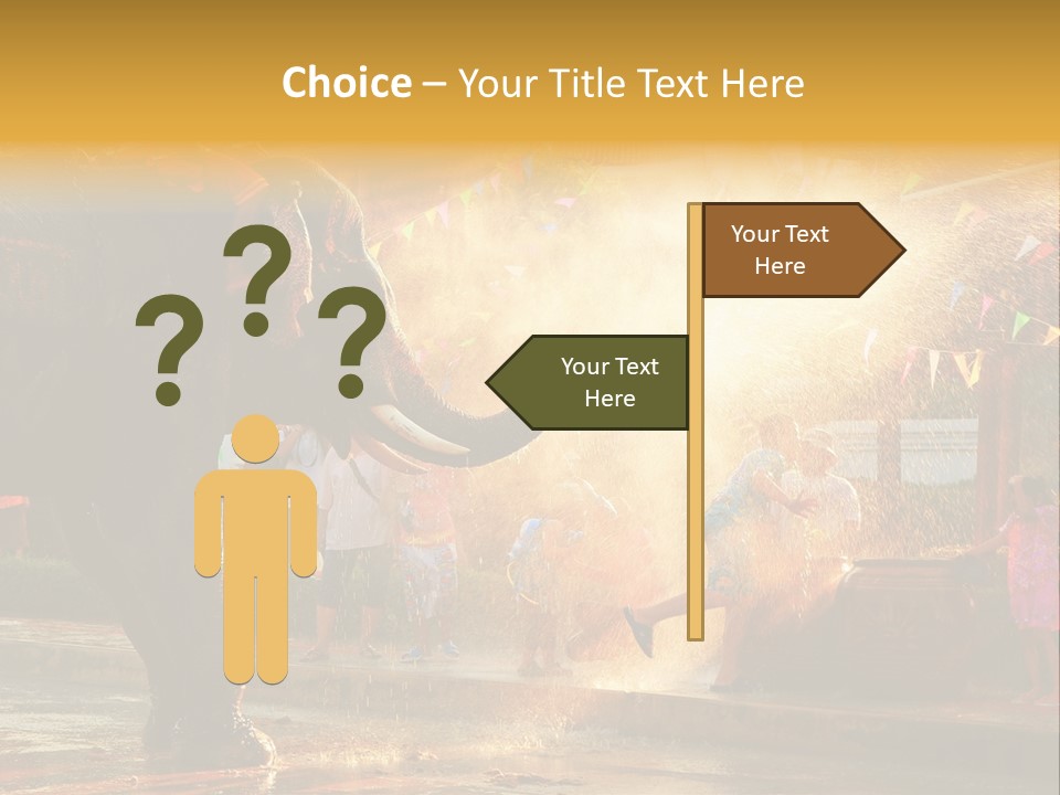 A Man And A Child Riding On The Back Of An Elephant PowerPoint Template