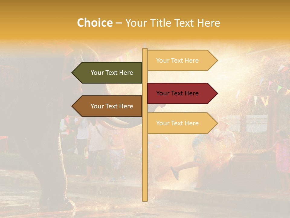 A Man And A Child Riding On The Back Of An Elephant PowerPoint Template