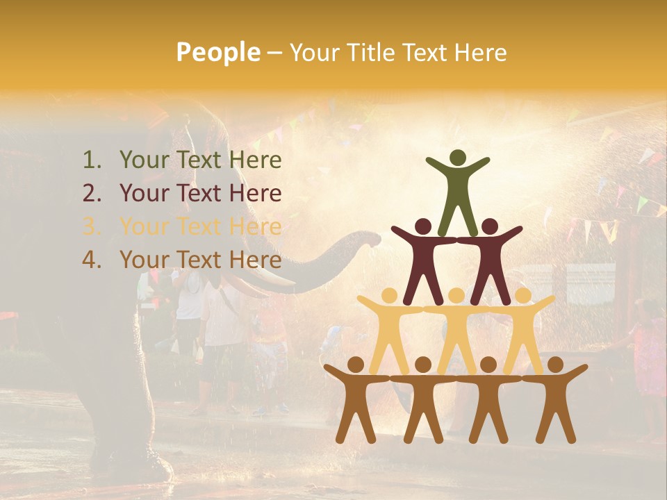 A Man And A Child Riding On The Back Of An Elephant PowerPoint Template