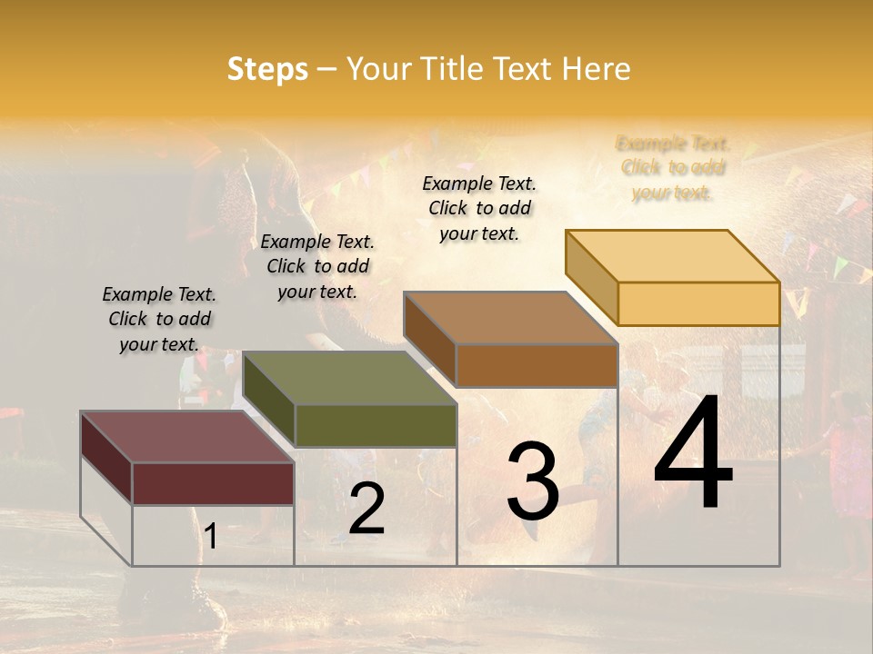 A Man And A Child Riding On The Back Of An Elephant PowerPoint Template