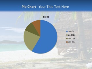 A Beach With A Hut And Palm Trees PowerPoint Template