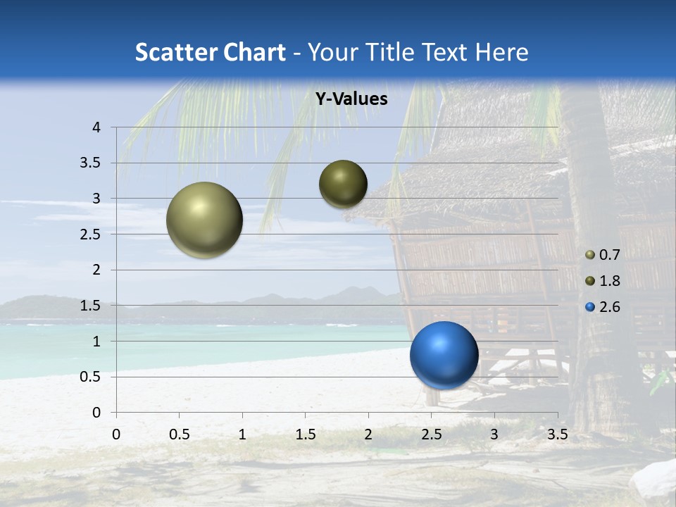 A Beach With A Hut And Palm Trees PowerPoint Template