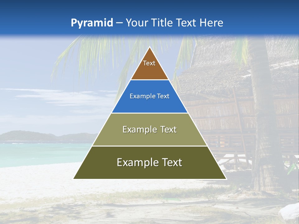 A Beach With A Hut And Palm Trees PowerPoint Template