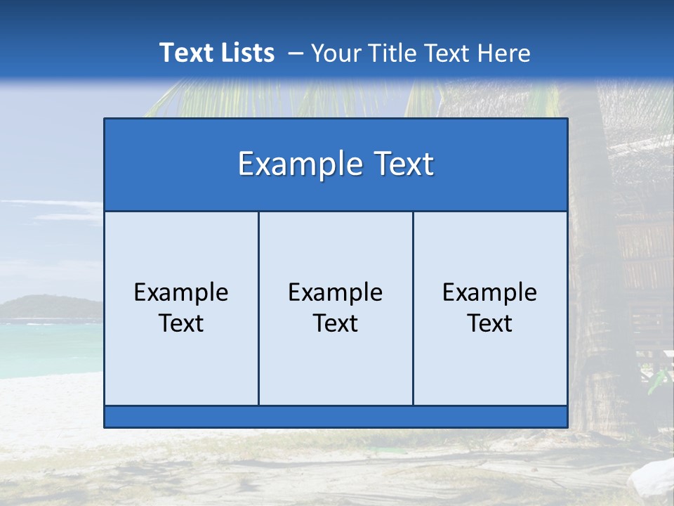 A Beach With A Hut And Palm Trees PowerPoint Template