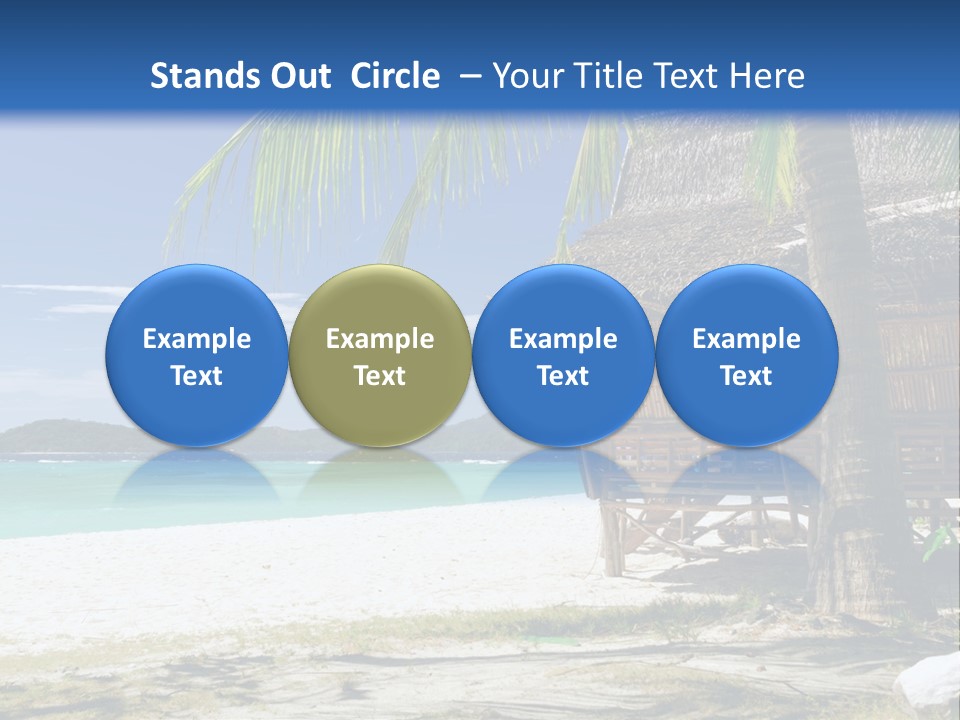 A Beach With A Hut And Palm Trees PowerPoint Template